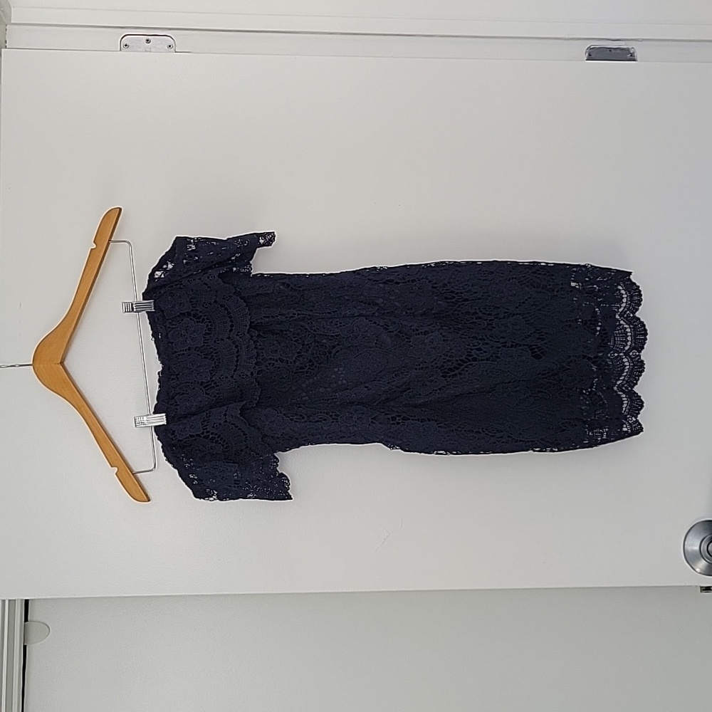 Navy lace overlay dress